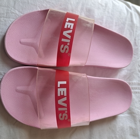 LEVI'S PINK SLIDES summer sandals shoes slip on beachy coastal swim flip flop 9 - Picture 4 of 6